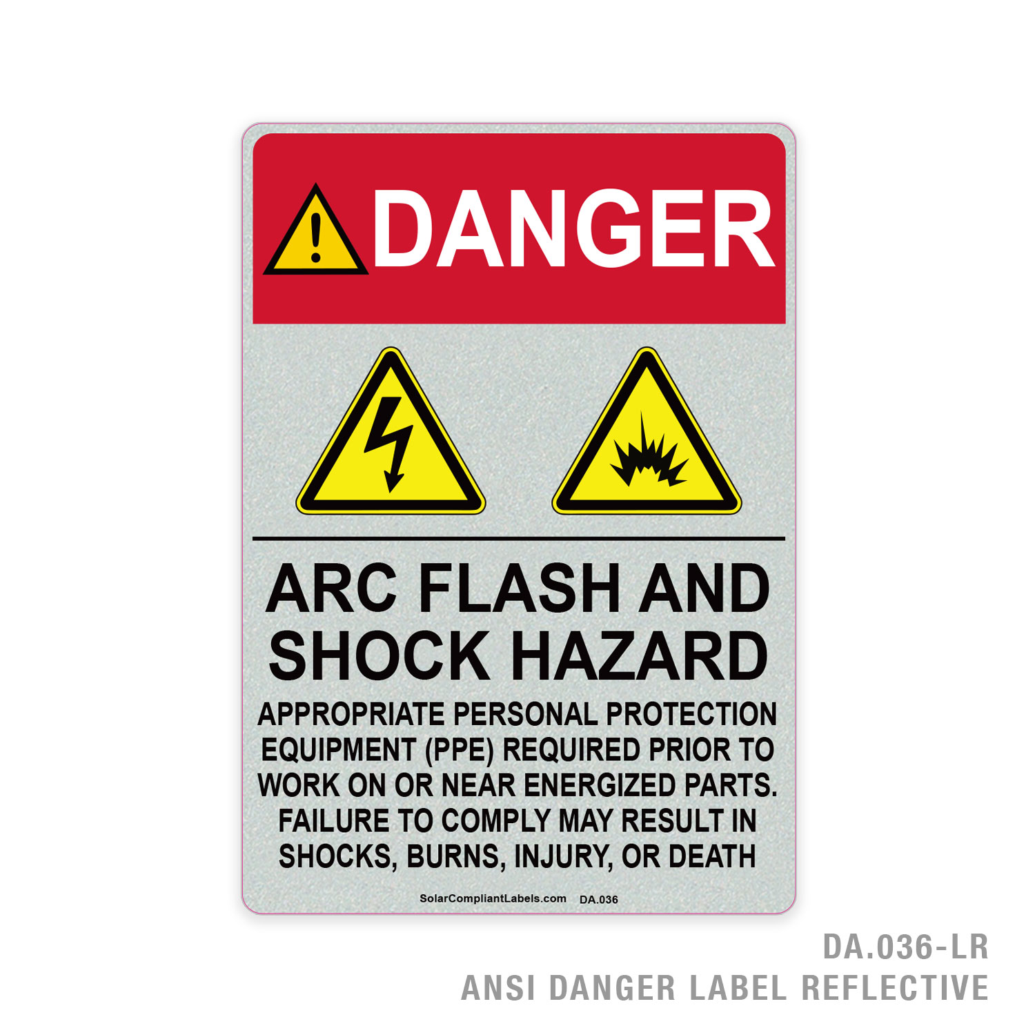 Danger Arc Flash And Shock Hazard A Ansi Label Solar Compliant