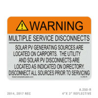 WARNING MULTIPLE SERVICE DISCONNECTS - 250 LABEL