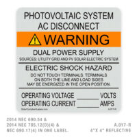 AC DISCONNECT/WARNING - 017 LABEL