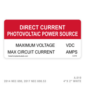 PV POWER SOURCE  – 019 LABEL