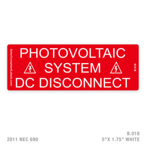 DC DISCONNECT – 018 LABEL