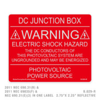 DC JUNCTION BOX/ WARNING - 029  LABEL