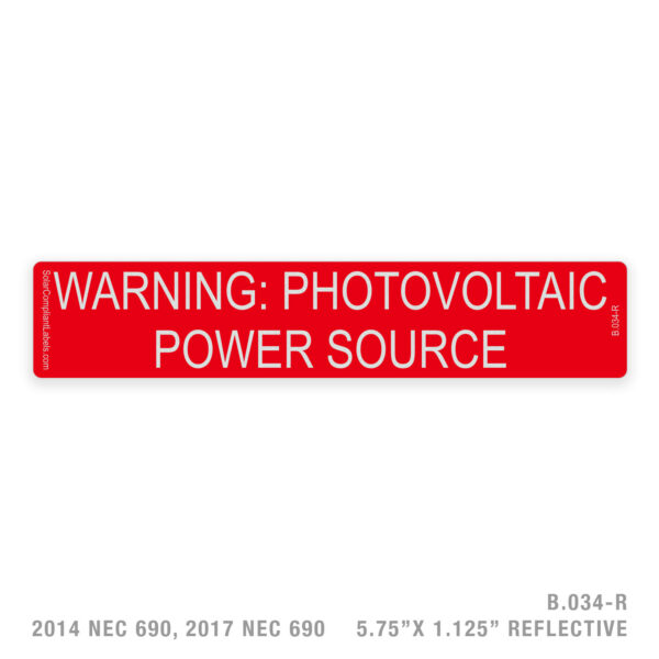 WARNING – 034 LABEL | SOLAR COMPLIANT LABELS
