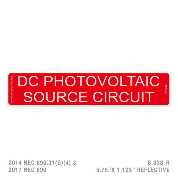 DC PV SOURCE CIRCUIT - 038 LABEL