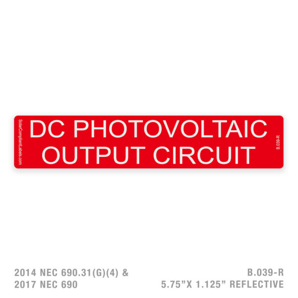 DC PV OUTPUT CIRCUIT – 039 LABEL
