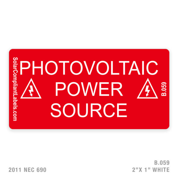 PV POWER SOURCE - 059 LABEL