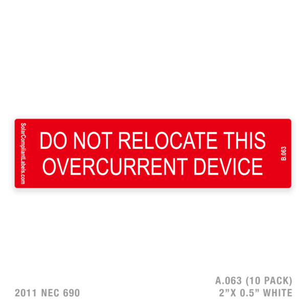 DO NOT RELOCATE - 063 LABEL