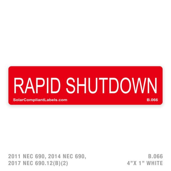 RAPID SHUTDOWN - 066 LABEL