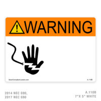 WARNING - 110 LABEL