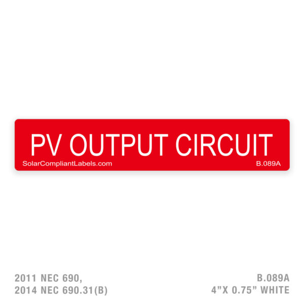 PV OUTPUT - 089 LABEL