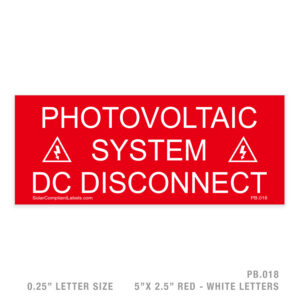 DC DISCONNECT – 018 PLACARD