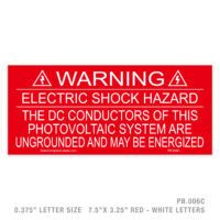 WARNING ESH - 006 PLACARD