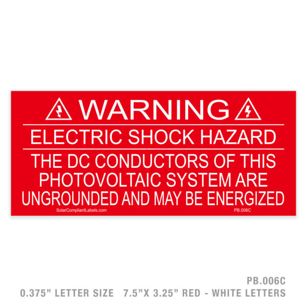 WARNING ESH – 006 PLACARD | SOLAR COMPLIANT LABELS