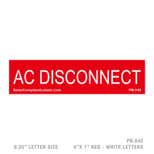 AC DISCONNECT – 042 PLACARD