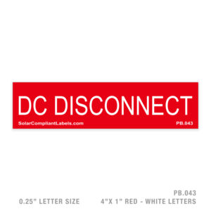 DC DISCONNECT – 043 PLACARD
