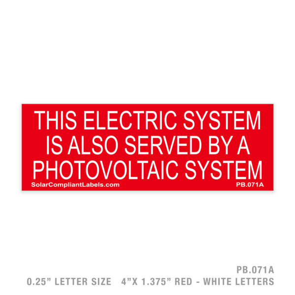 ELECTRIC SYSTEM - 071 PLACARD