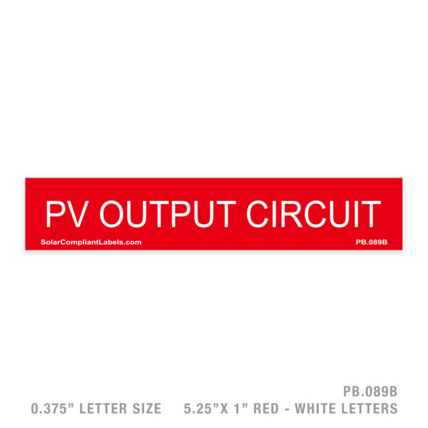PV OUTPUT - 089 PLACARD
