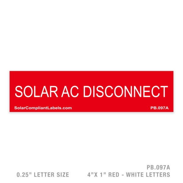 SOLAR AC DISCONNECT – 097 PLACARD