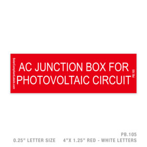 AC JUNCTION BOX – 105 PLACARD