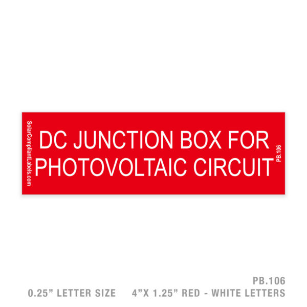 DC JUNCTION BOX - 106 PLACARD