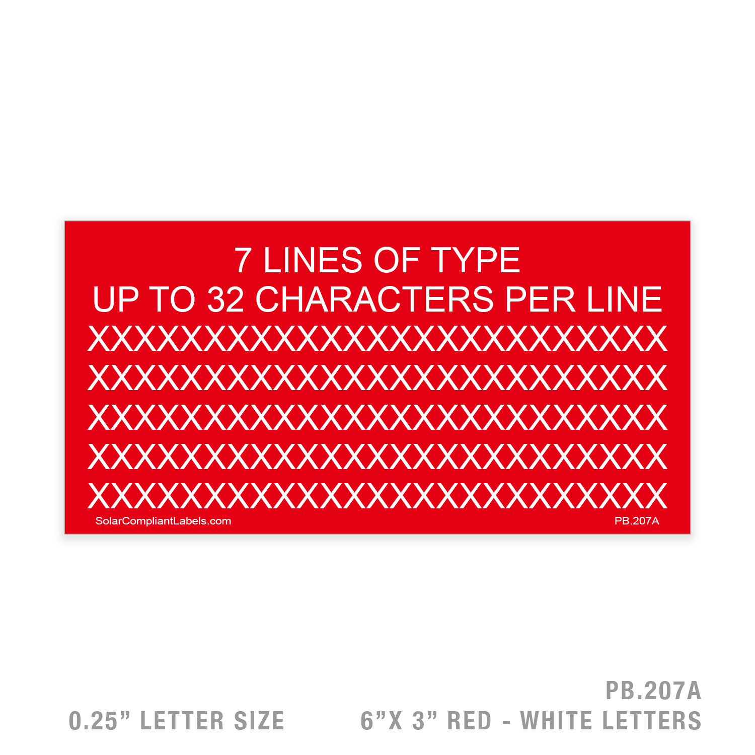 CUSTOM 7 LINES UP TO 32 CHAR – 207A PLACARD – 1/4″ LETTER SIZE | SOLAR ...