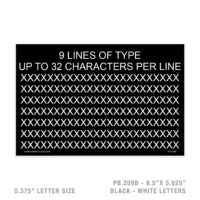 CUSTOM 9 LINES UP TO 32 CHAR - 209B PLACARD - 3/8" LETTER SIZE