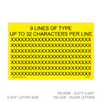 CUSTOM 9 LINES UP TO 32 CHAR - 209B PLACARD - 3/8" LETTER SIZE