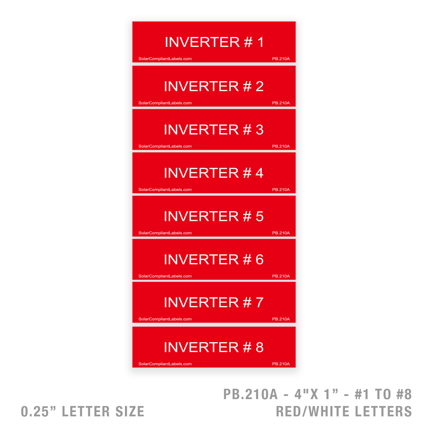 INVERTER #1 TO #16 - 210A PLACARD - 1/4