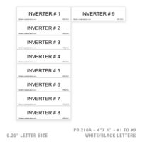INVERTER #1 TO #16 - 210A PLACARD - 1/4" LETTER SIZE