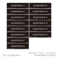 INVERTER #1 TO #16 - 210A PLACARD - 1/4" LETTER SIZE