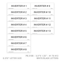 INVERTER #1 TO #16 - 210B PLACARD - 3/8" LETTER SIZE