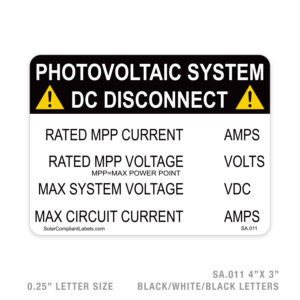 DC DISCONNECT – 011 SIGN