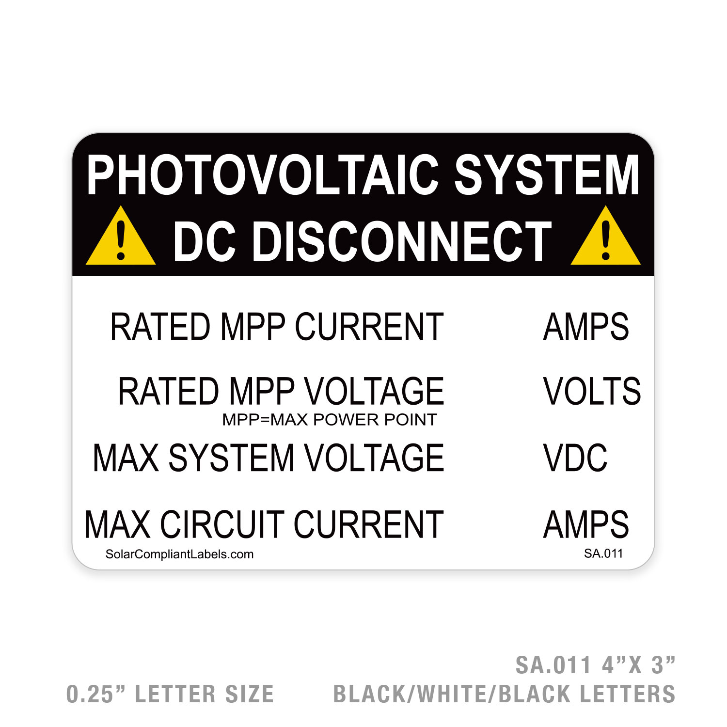 PHOTOVOLTAIC System DC Disconnect Label Premium Caution Solar