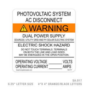 AC DISCONNECT/WARNING – 017 SIGN