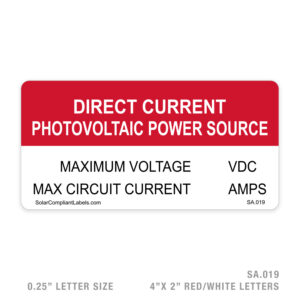 PV POWER SOURCE – 019 SIGN