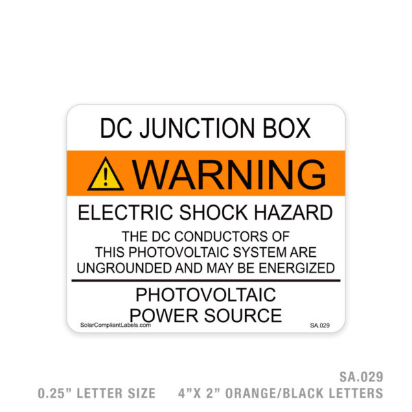 DC JUNCTION BOX/ WARNING - 029 SIGN