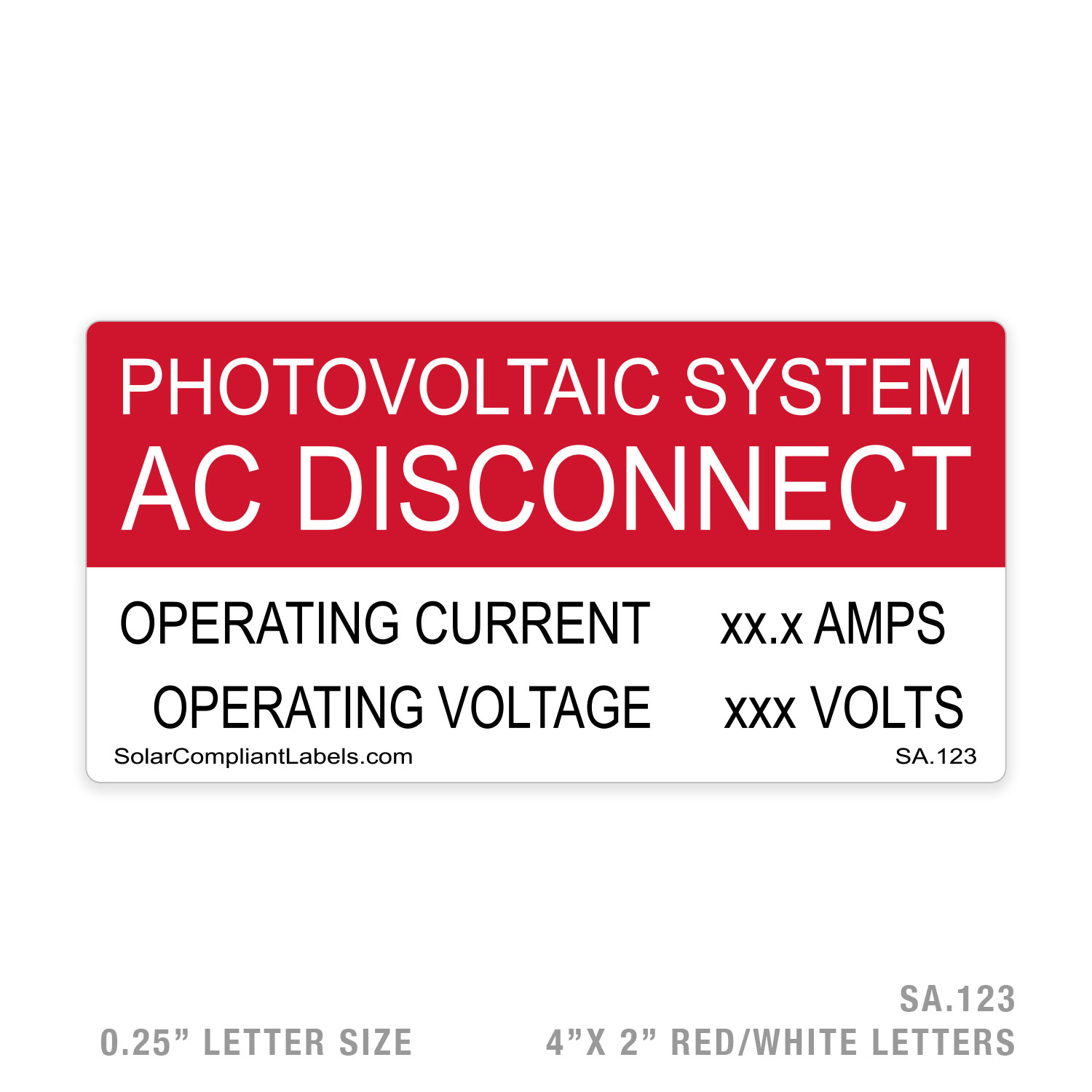 WARNING - 123 SIGN | SOLAR COMPLIANT LABELS