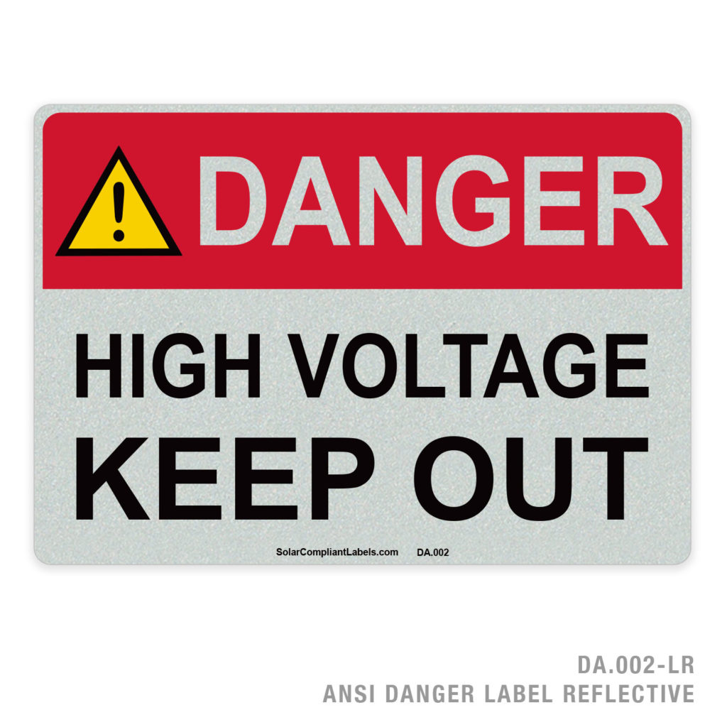 Danger High Voltage 002a Ansi Label Solar Compliant Labels