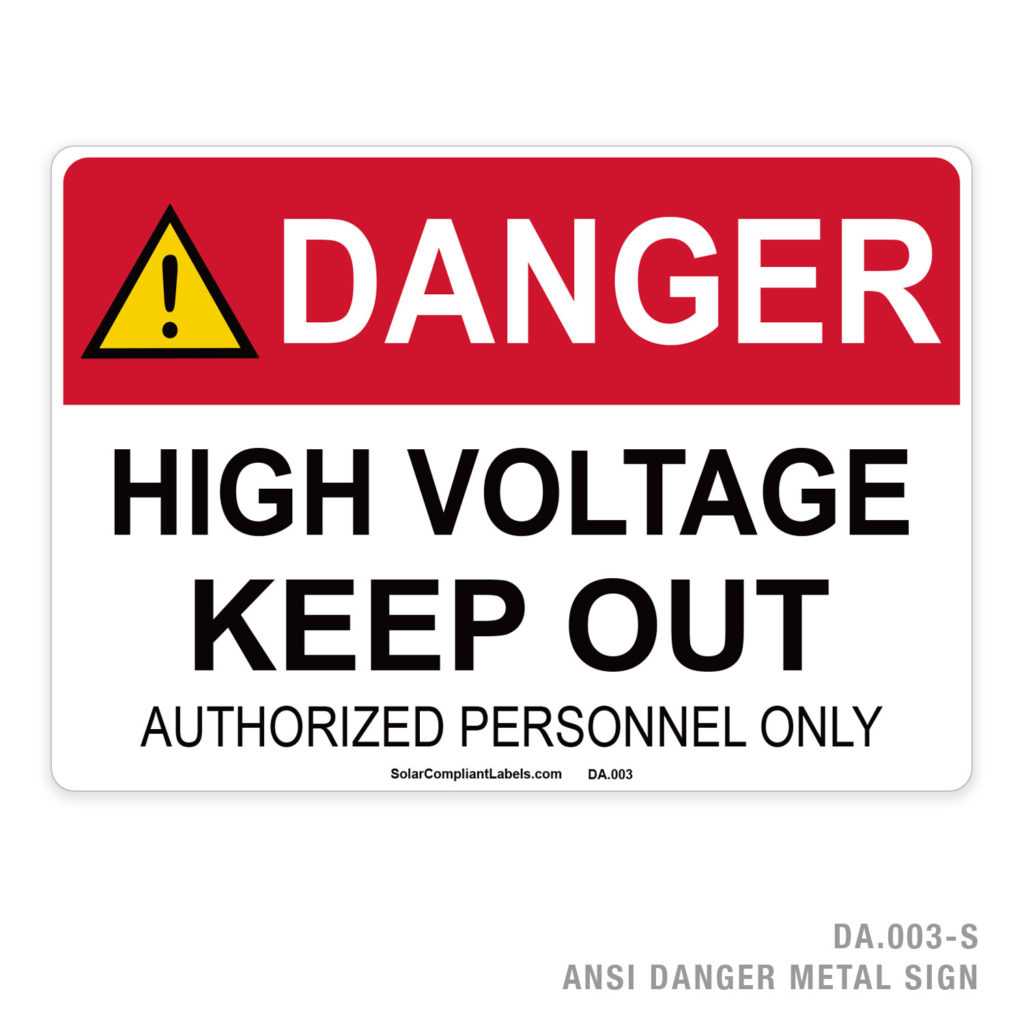 DANGER ANSI SIGNS | SOLAR COMPLIANT LABELS