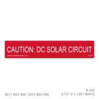 CAUTION DC SOLAR CIRCUIT - 433 LABEL