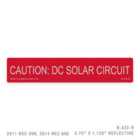 CAUTION DC SOLAR CIRCUIT - 433 LABEL