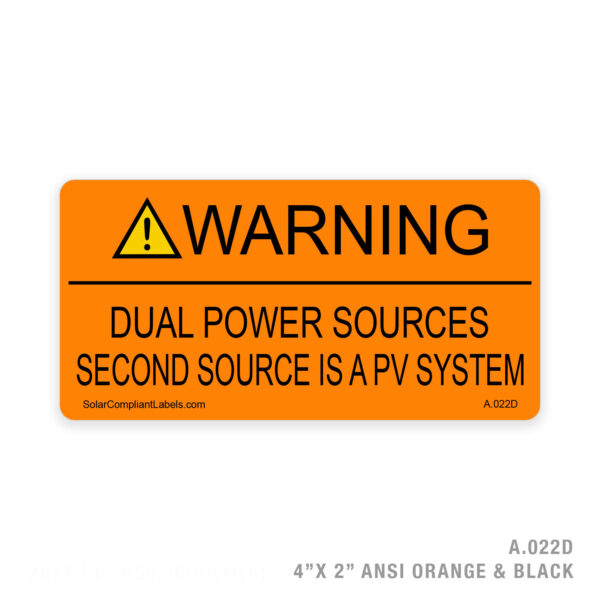 WARNING DUAL POWER - 022D LABEL