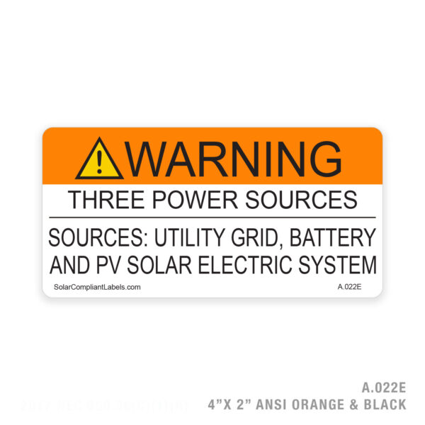 WARNING THREE POWER - 022E LABEL