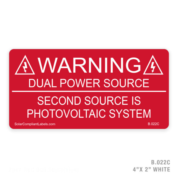 WARNING DUAL POWER - 022C LABEL
