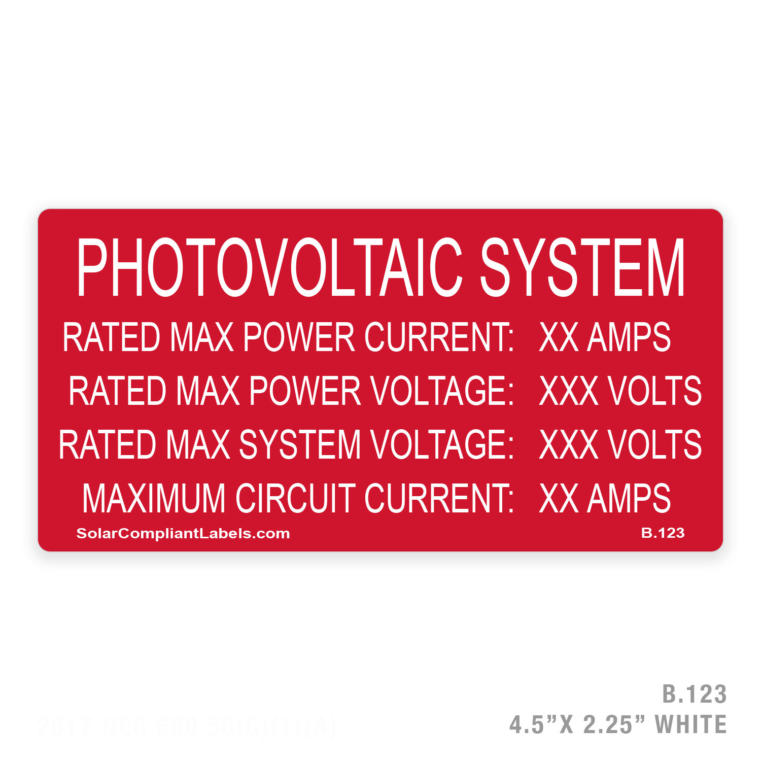 PV SYSTEM - 123 CUSTOM LABEL