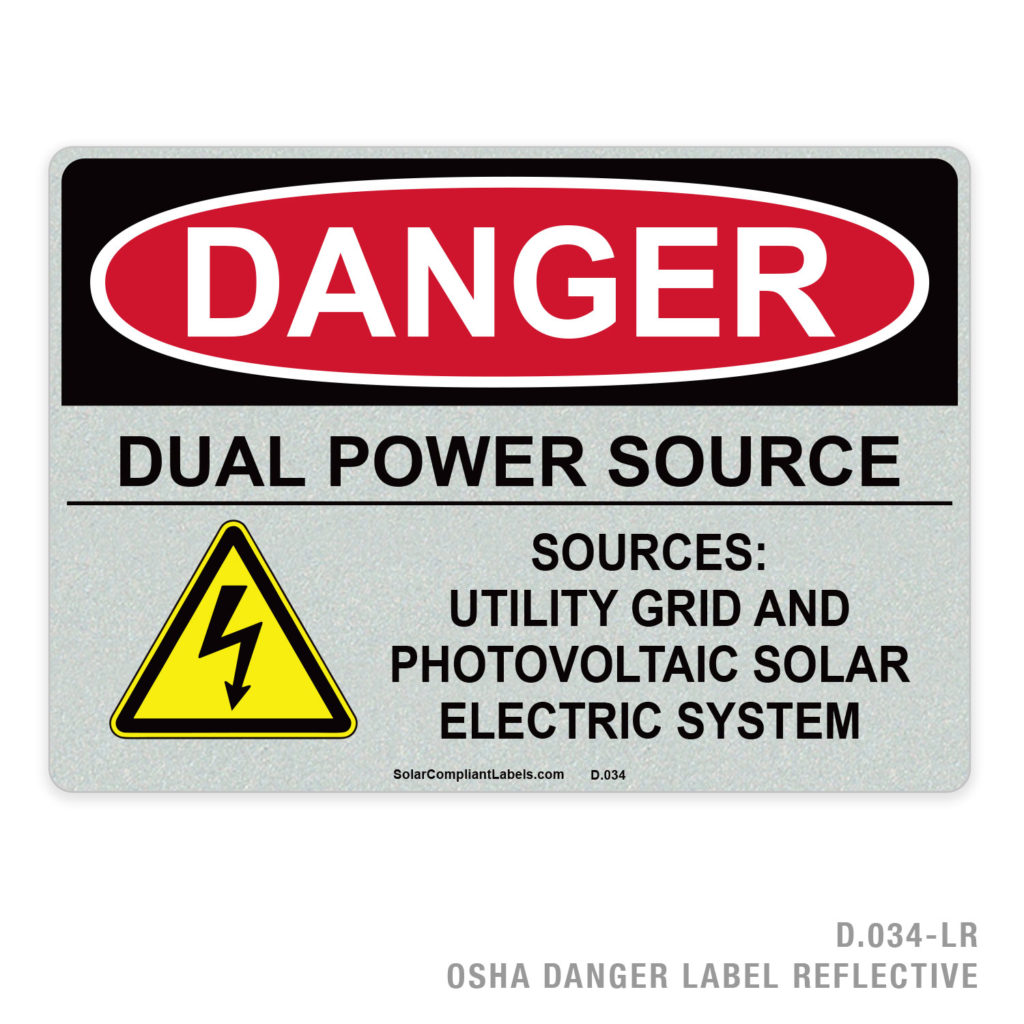 DANGER – DUAL POWER SOURCE – SOURCES: UTILITY GRID AND PHOTOVOLTAIC ...