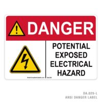 DANGER - POTENTIAL EXPOSED ELECTRICAL HAZARD - 029A ANSI LABEL
