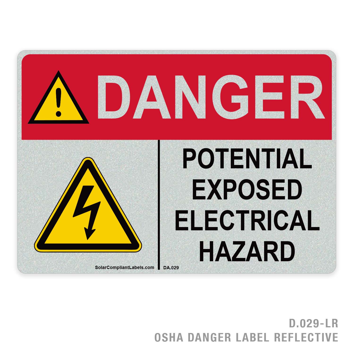 Danger - Potential Exposed Electrical Hazard - 029a Ansi Label 