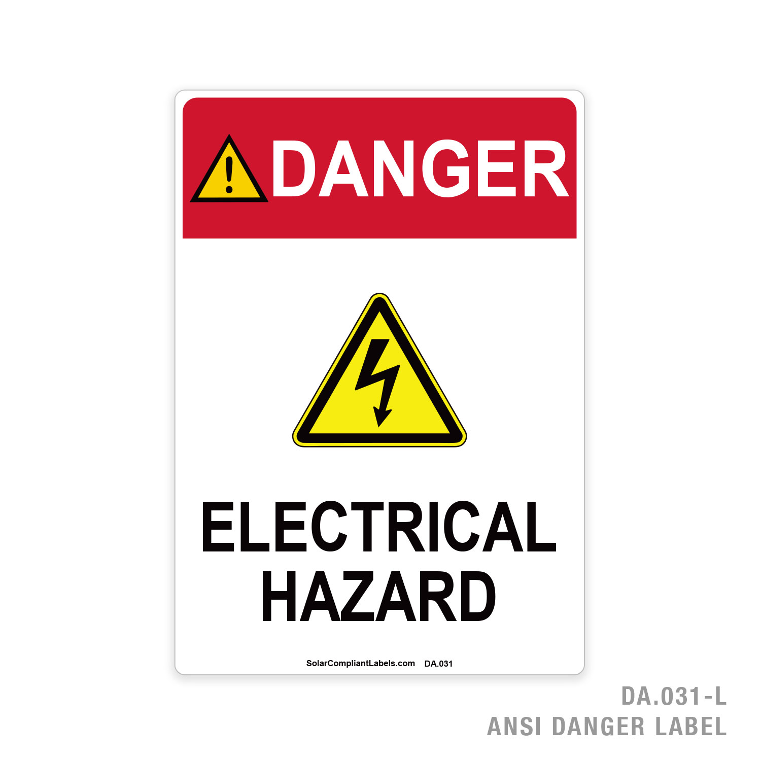 DANGER - ELECTRICAL HAZARD - 031A ANSI LABEL | SOLAR COMPLIANT LABELS