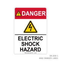 DANGER - ELECTRIC SHOCK HAZARD - 039A ANSI LABEL